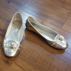 Via Spiga‎ Vintage Silver Leather Knot Top Ballet Flats